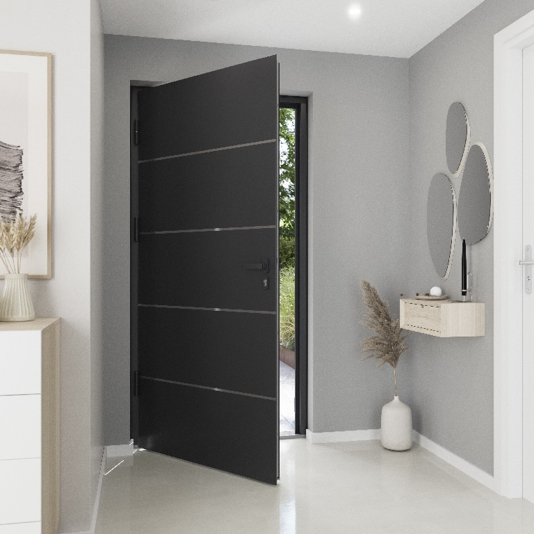 Usa de exterior pentru casa, metalica, gri, stanga, 205 x 88 cm  Fortia Cecina