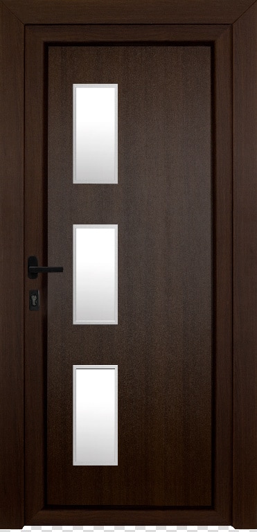 Usa de exterior pentru casa, PVC nuc, cu geam, dreapta, 205 x 88 cm • Fortia Kilifi