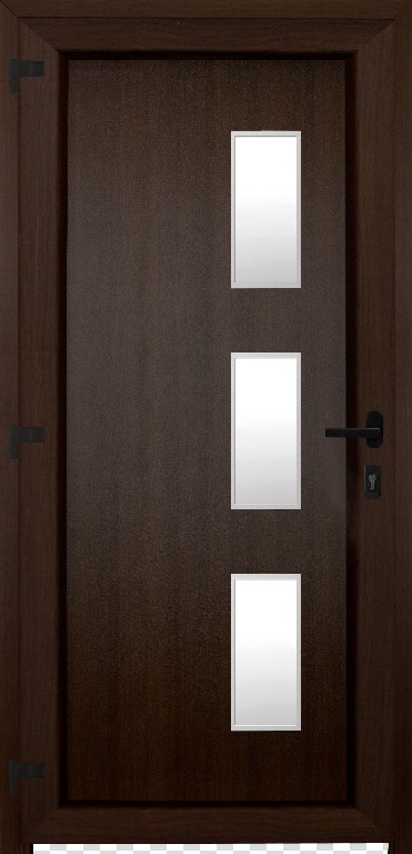 Usa de exterior pentru casa, PVC nuc, cu geam, dreapta, 205 x 88 cm • Fortia Kilifi