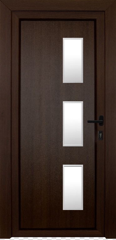 Usa de exterior pentru casa, PVC nuc, cu geam, stanga, 205 x 88 cm  Fortia Kilifi