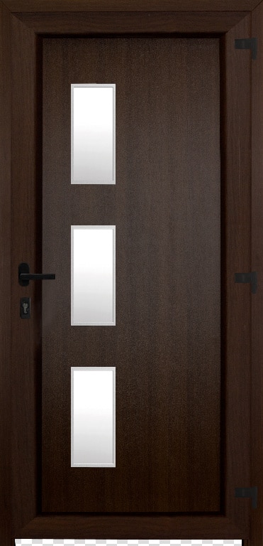 Usa de exterior pentru casa, PVC nuc, cu geam, stanga, 205 x 88 cm  Fortia Kilifi