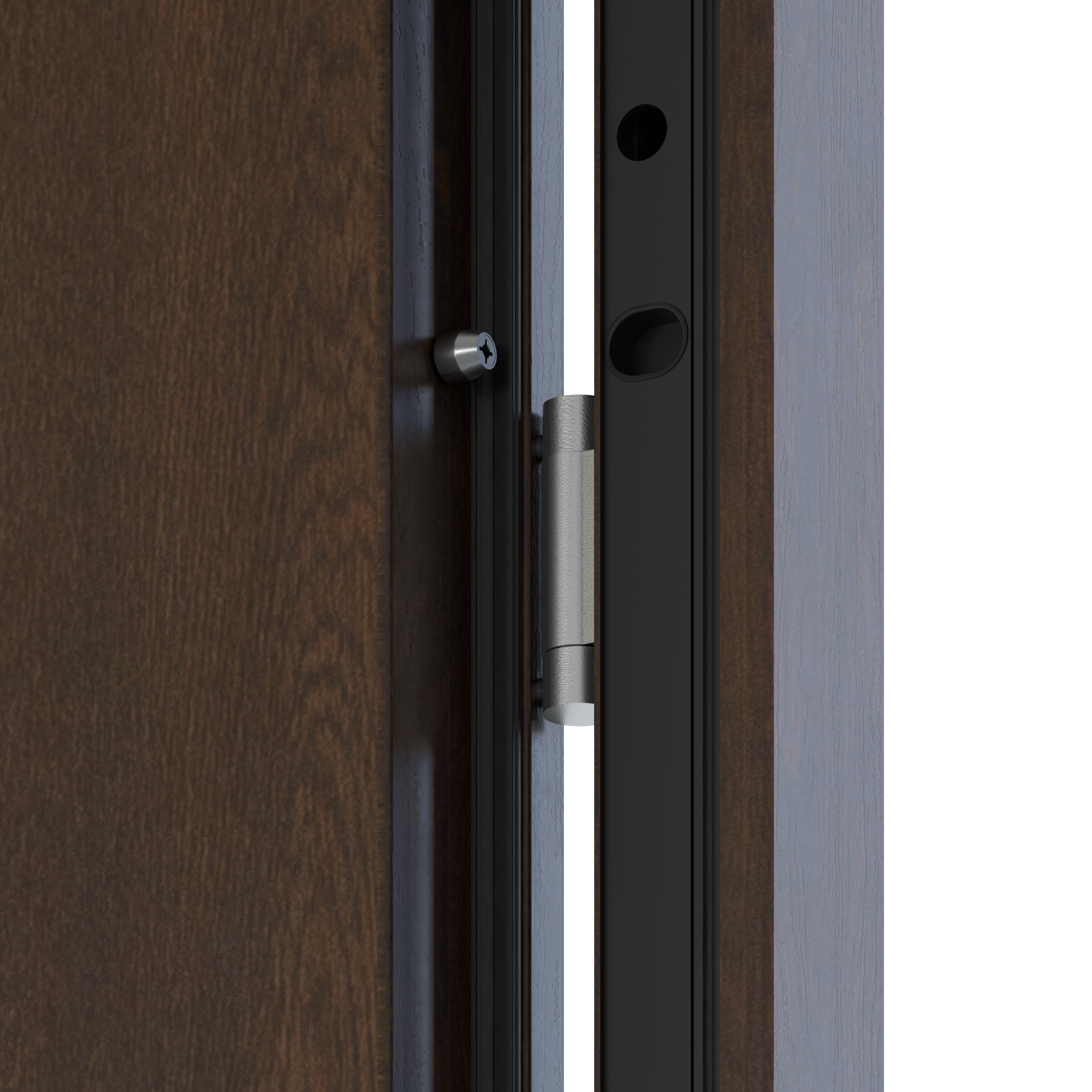 Usa de exterior pentru casa, metalica, nuc, cu geam, dreapta, 208 x 88 cm  Fortia Pasni