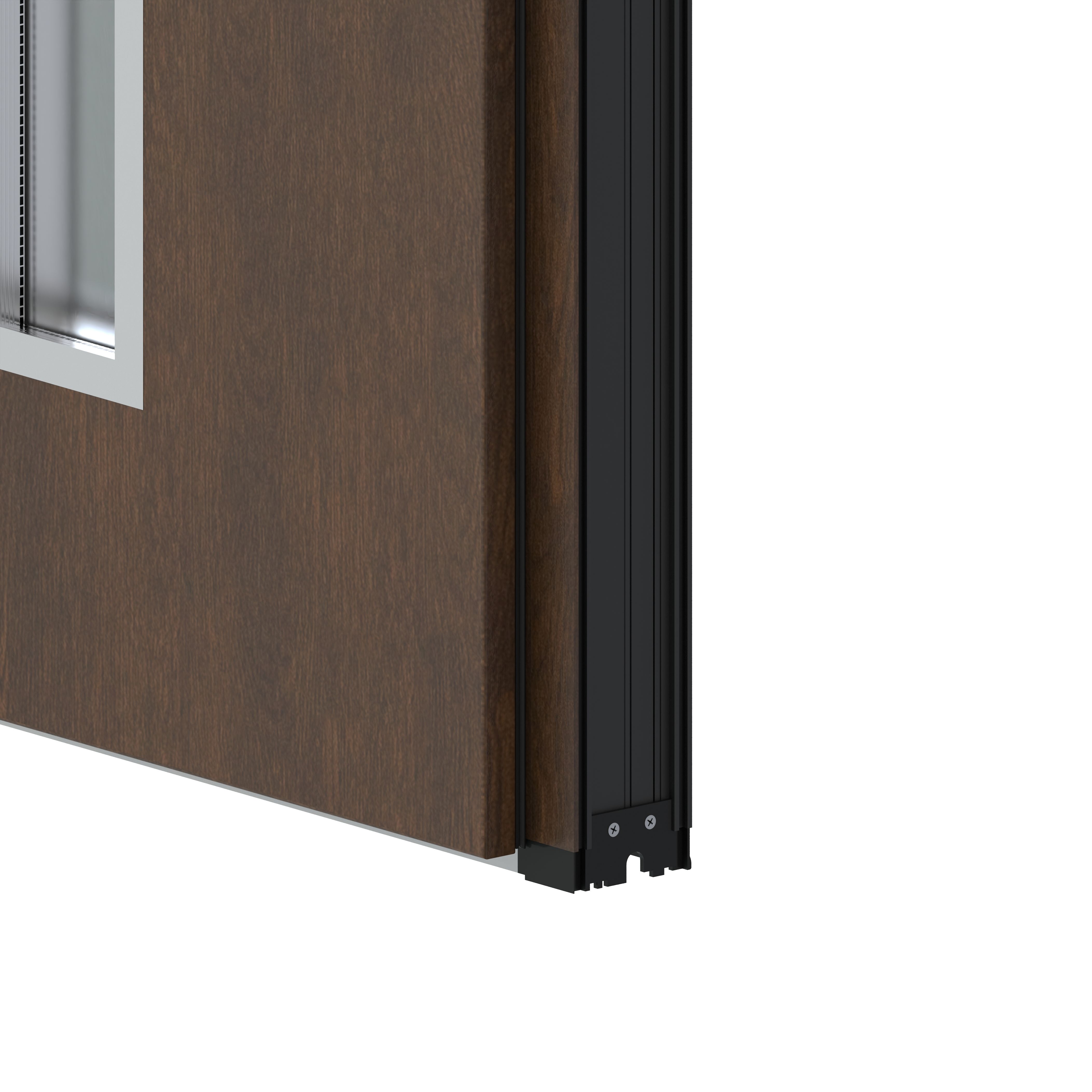 Usa de exterior pentru casa, metalica, nuc, cu geam, dreapta, 208 x 88 cm  Fortia Pasni