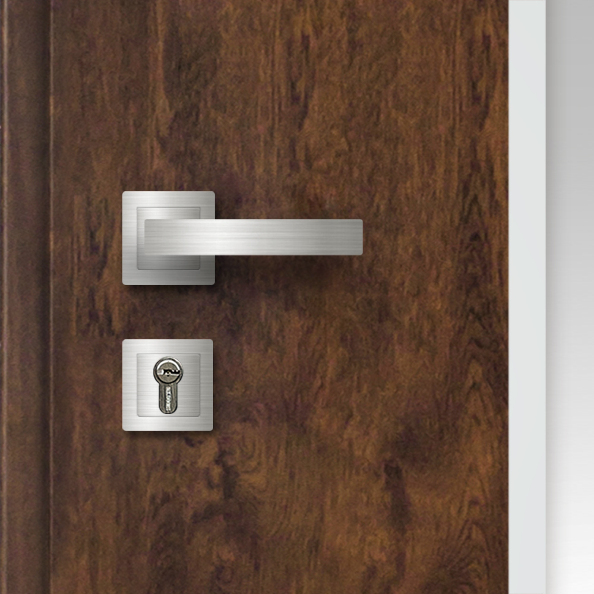 Usa de exterior pentru casa, metalica, nuc,  dreapta, 205 x 88 cm  Fortia Cecina