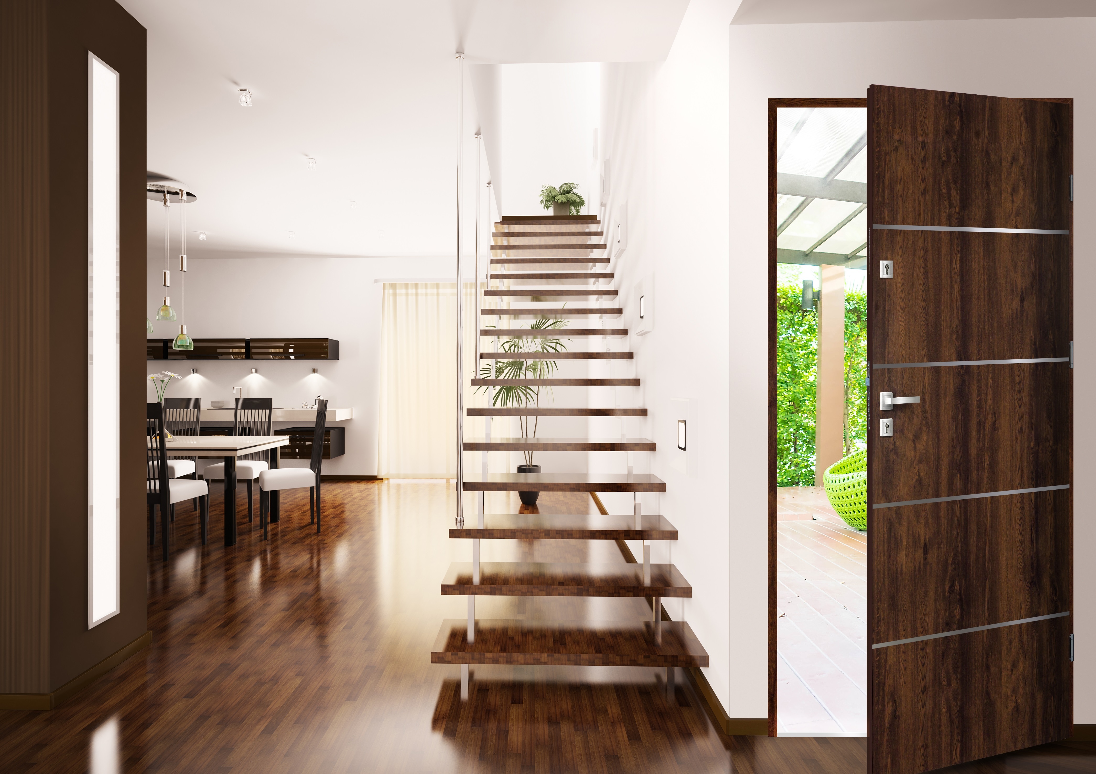 Usa de exterior pentru casa, metalica, nuc, stanga, 205 x 88 cm  Fortia Cecina