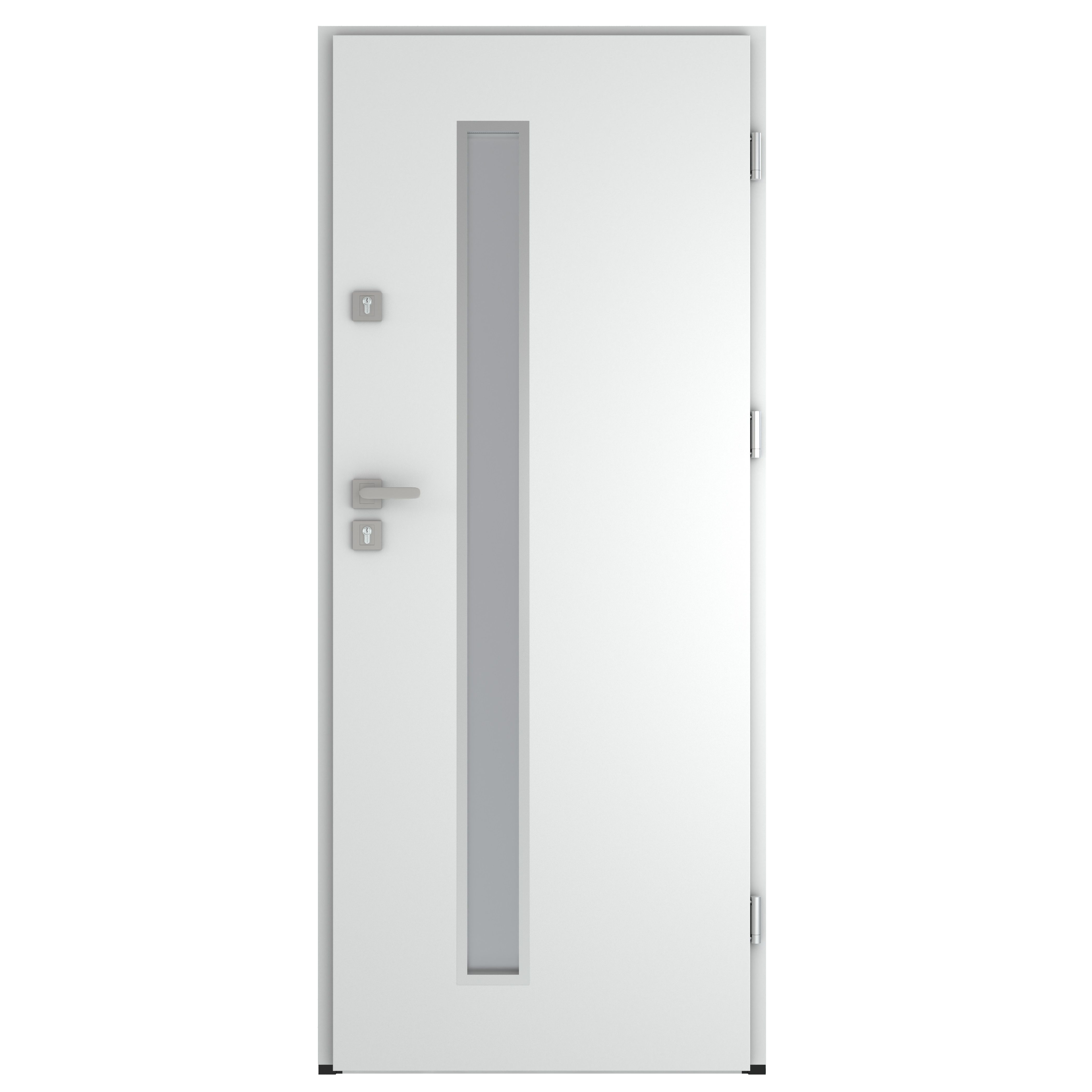 Usa de exterior pentru casa, metalica, alb, cu geam, dreapta, 208 x 88 cm  Fortia Pasni