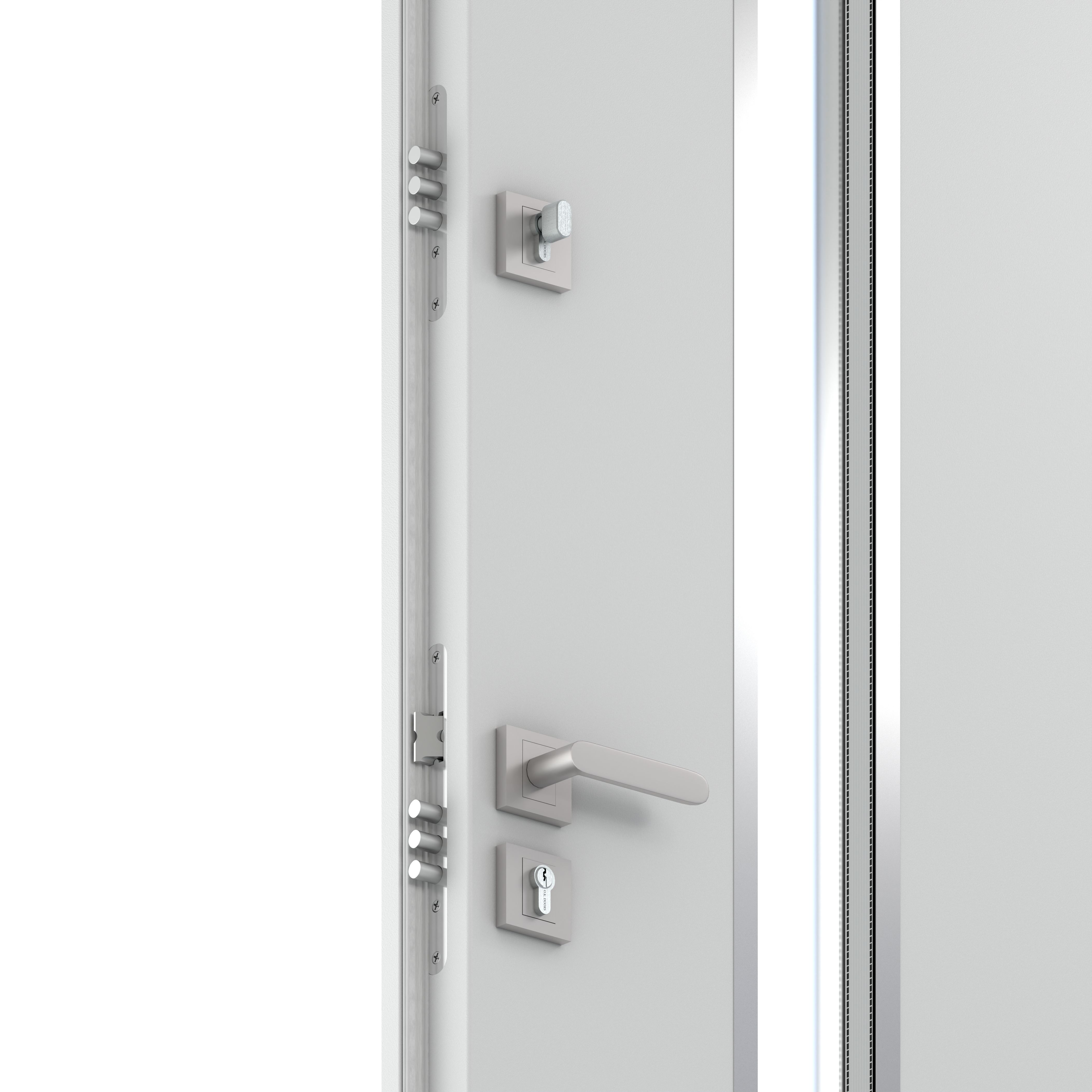 Usa de exterior pentru casa, metalica, alb, cu geam, dreapta, 208 x 88 cm  Fortia Pasni