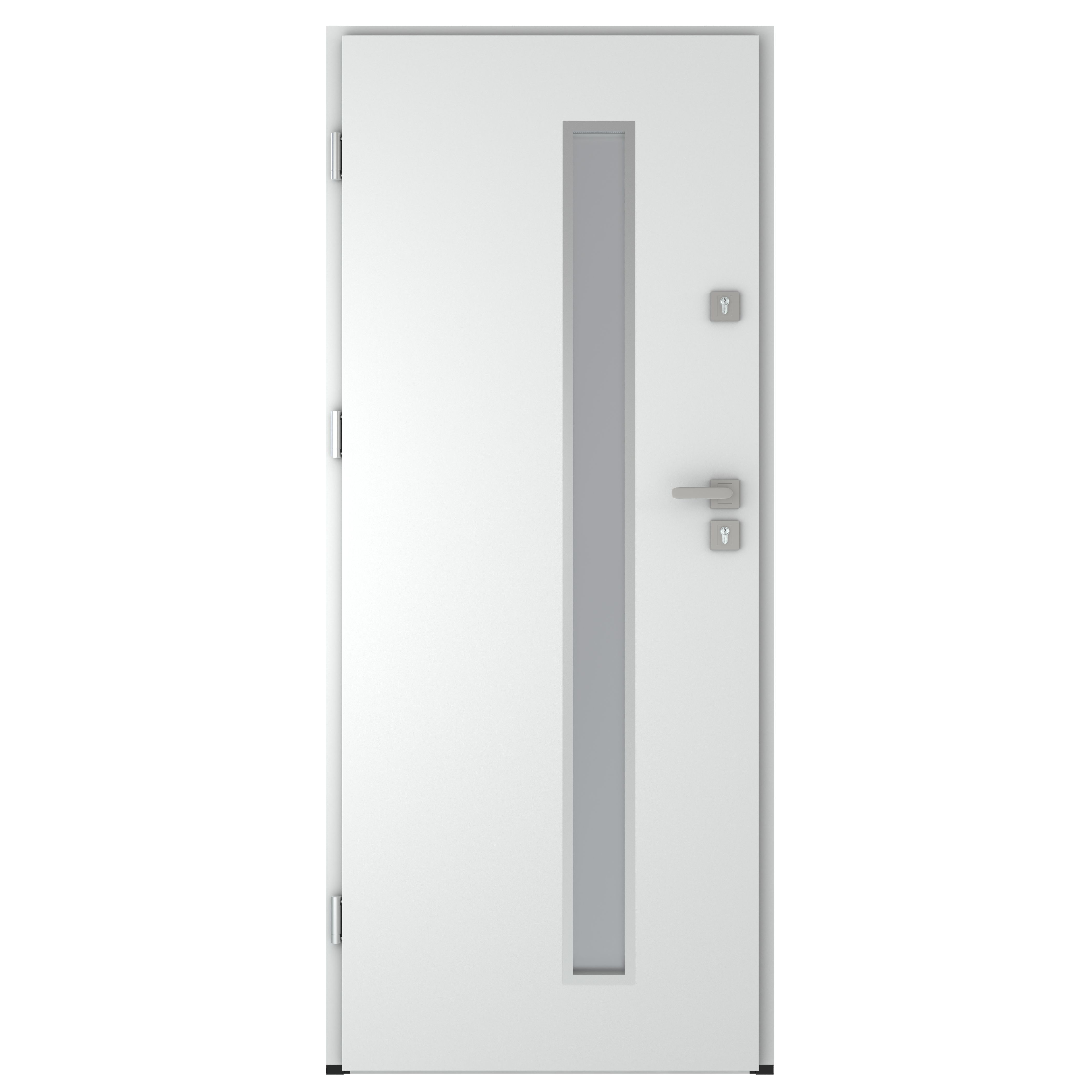 Usa de exterior pentru casa, metalica, alb, cu geam, stanga, 208 x 88 cm  Fortia Pasni