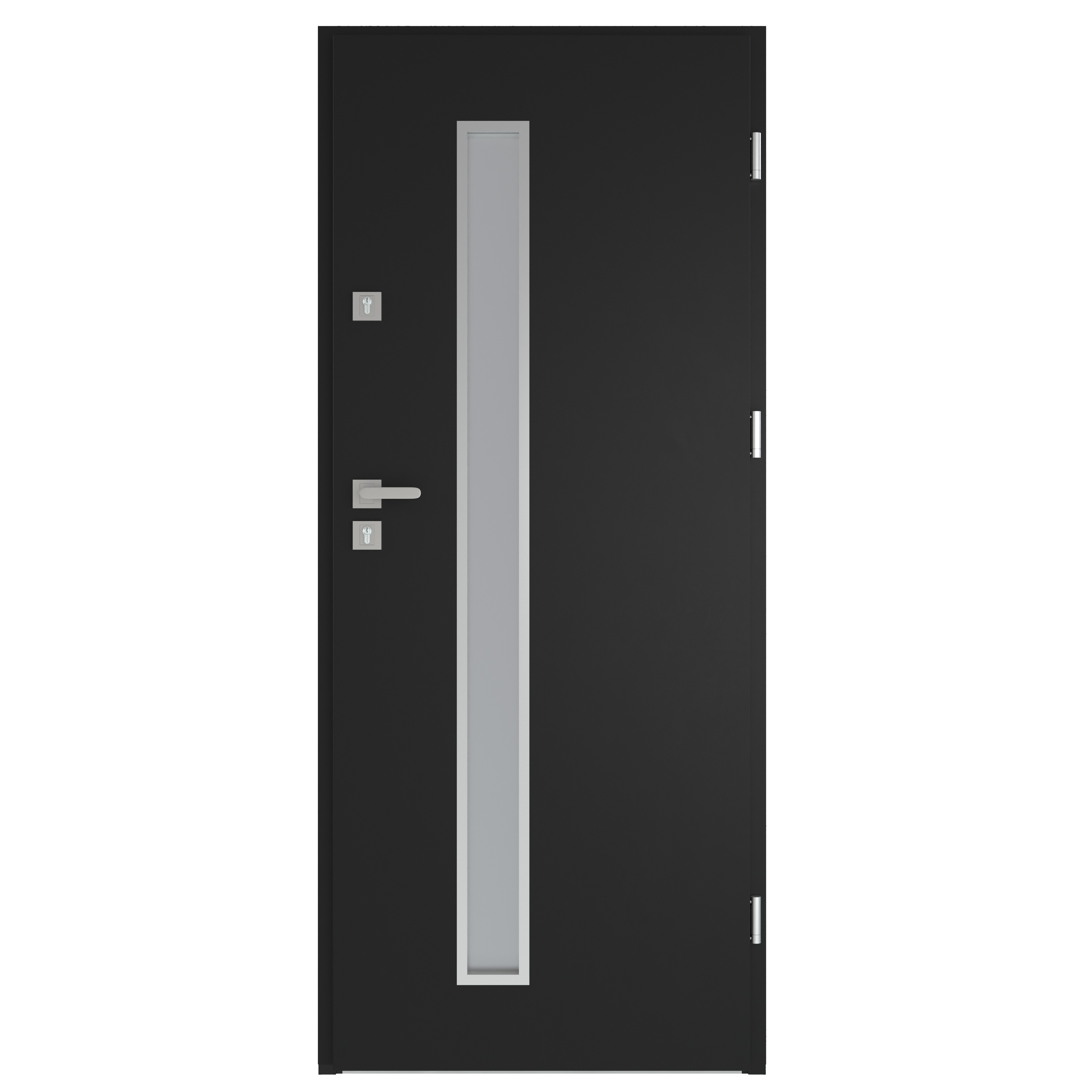 Usa de exterior pentru casa, metalica, antracit, cu geam, dreapta, 208 x 88 cm  Fortia Pasni