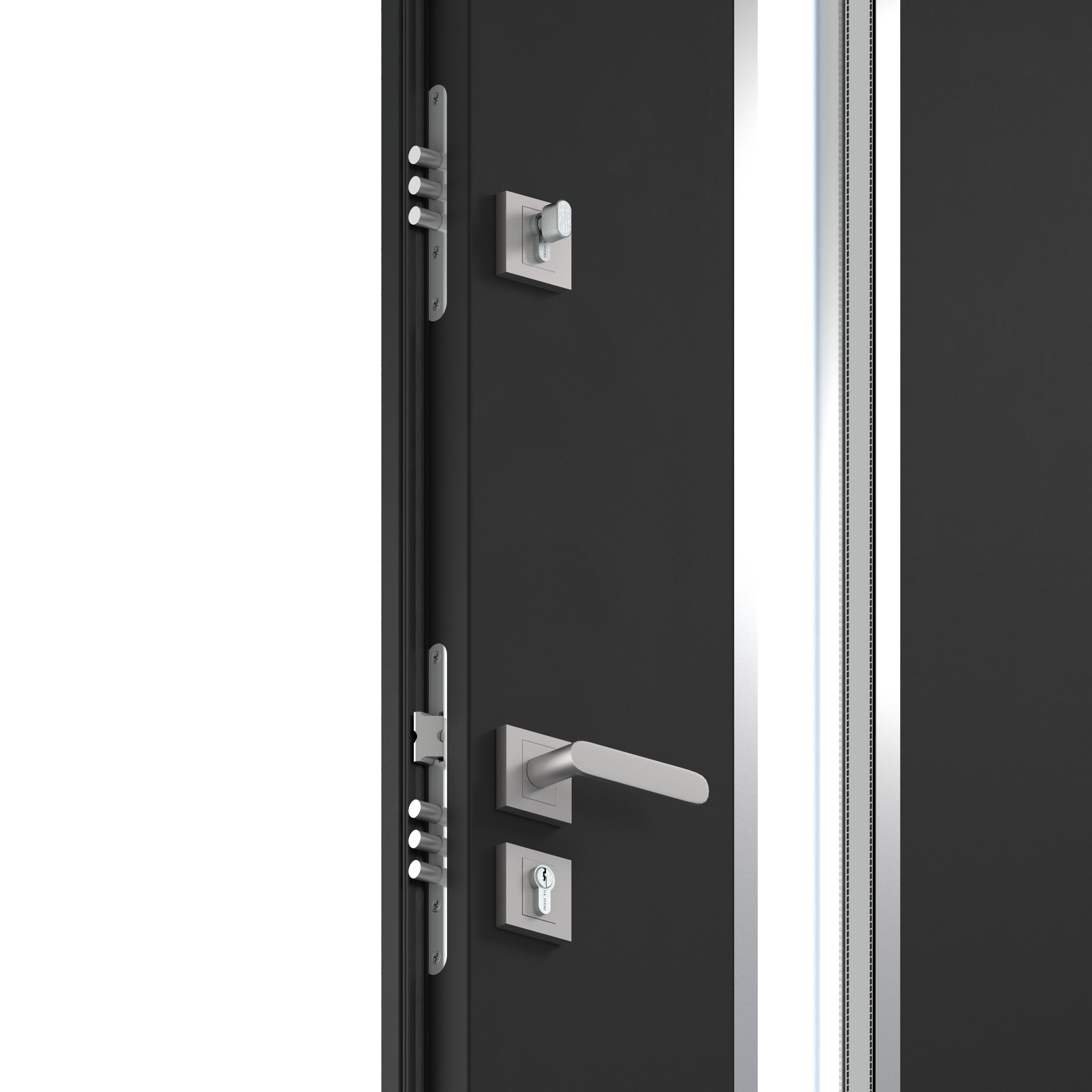 Usa de exterior pentru casa, metalica, antracit, cu geam, dreapta, 208 x 88 cm  Fortia Pasni