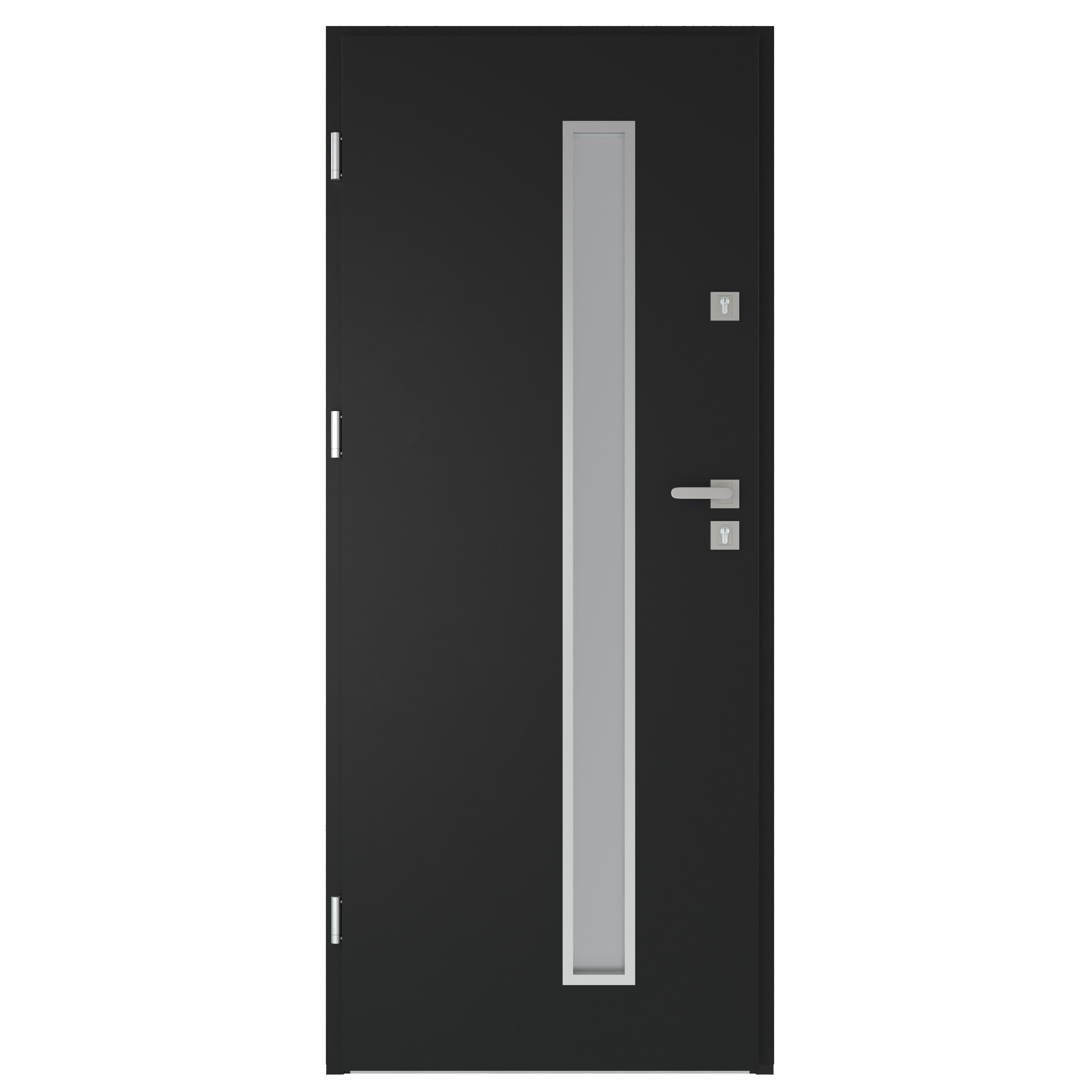 Usa de exterior pentru casa, metalica, antracit, cu geam, stanga, 208 x 88 cm  Fortia Pasni