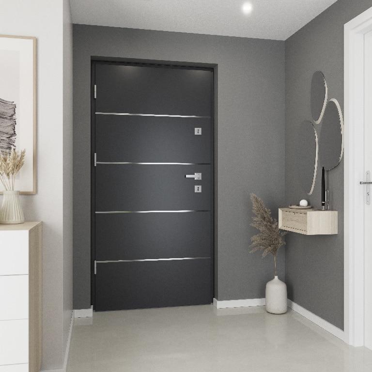 Usa de exterior pentru casa, metalica, gri, dreapta, 205 x 88 cm  Fortia Cecina