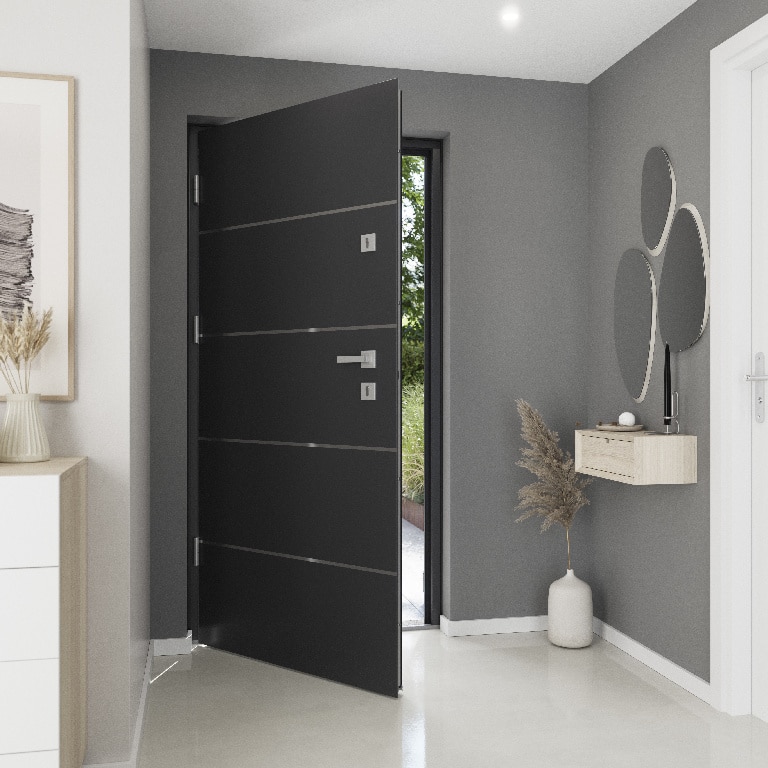 Usa de exterior pentru casa, metalica, gri, stanga, 205 x 88 cm  Fortia Cecina