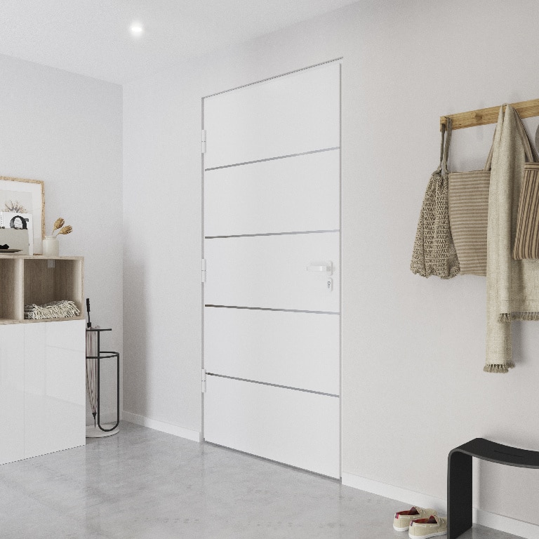 Usa de exterior pentru casa, metalica, alb, dreapta, 205 x 88 cm  Fortia Cecina