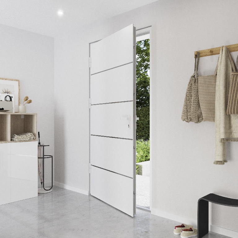 Usa de exterior pentru casa, metalica, alb, stanga, 205 x 88 cm  Fortia Cecina