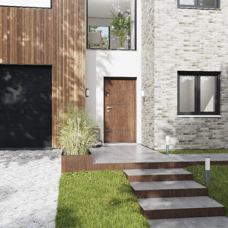 Usa de exterior pentru casa, metalica, nuc, stanga, 205 x 88 cm  Fortia Cecina