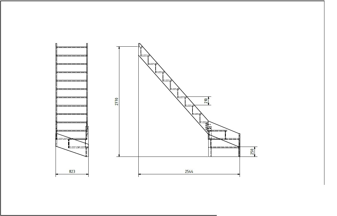 Scara interioara curba, fag, stanga, 277 x 261 x 82 cm Siderno