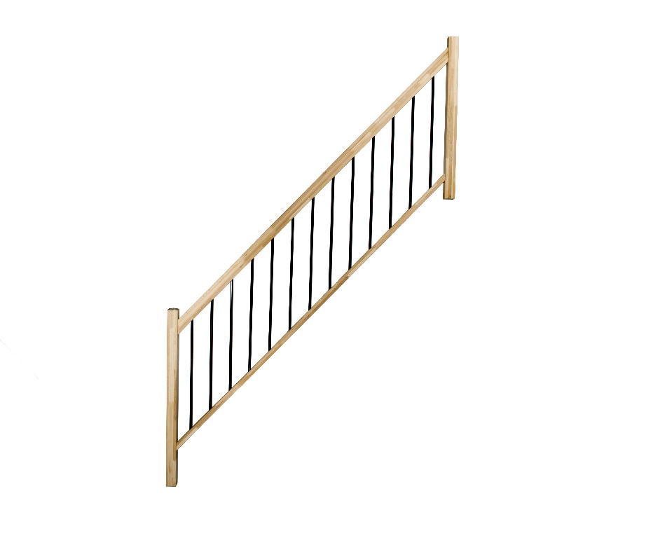 Balustrada fag natur, cu balustri verticali din metal negru