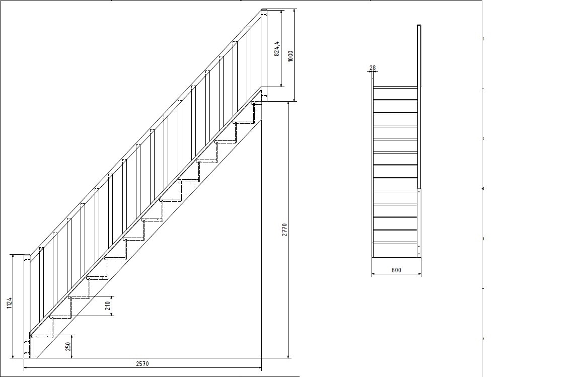 Scara interioara dreapta, lemn, fara contratrepte  Rapallo