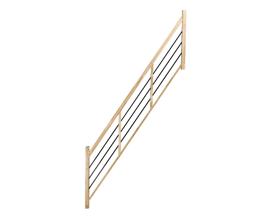 Balustrada fag, cu balustri orizontali din metal negru