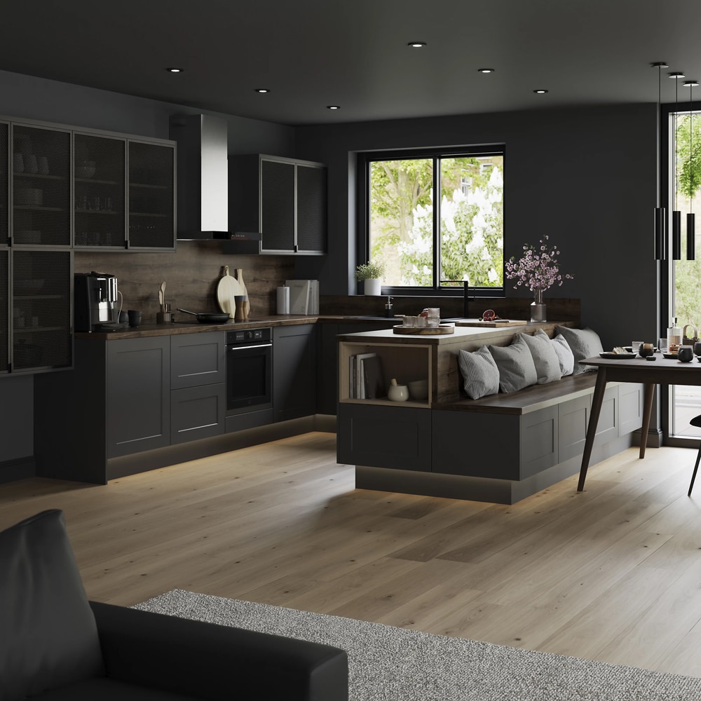 Front usa GOODHOME Winterana, aluminiu, 80 x 35.6 x 0.2 cm, negru