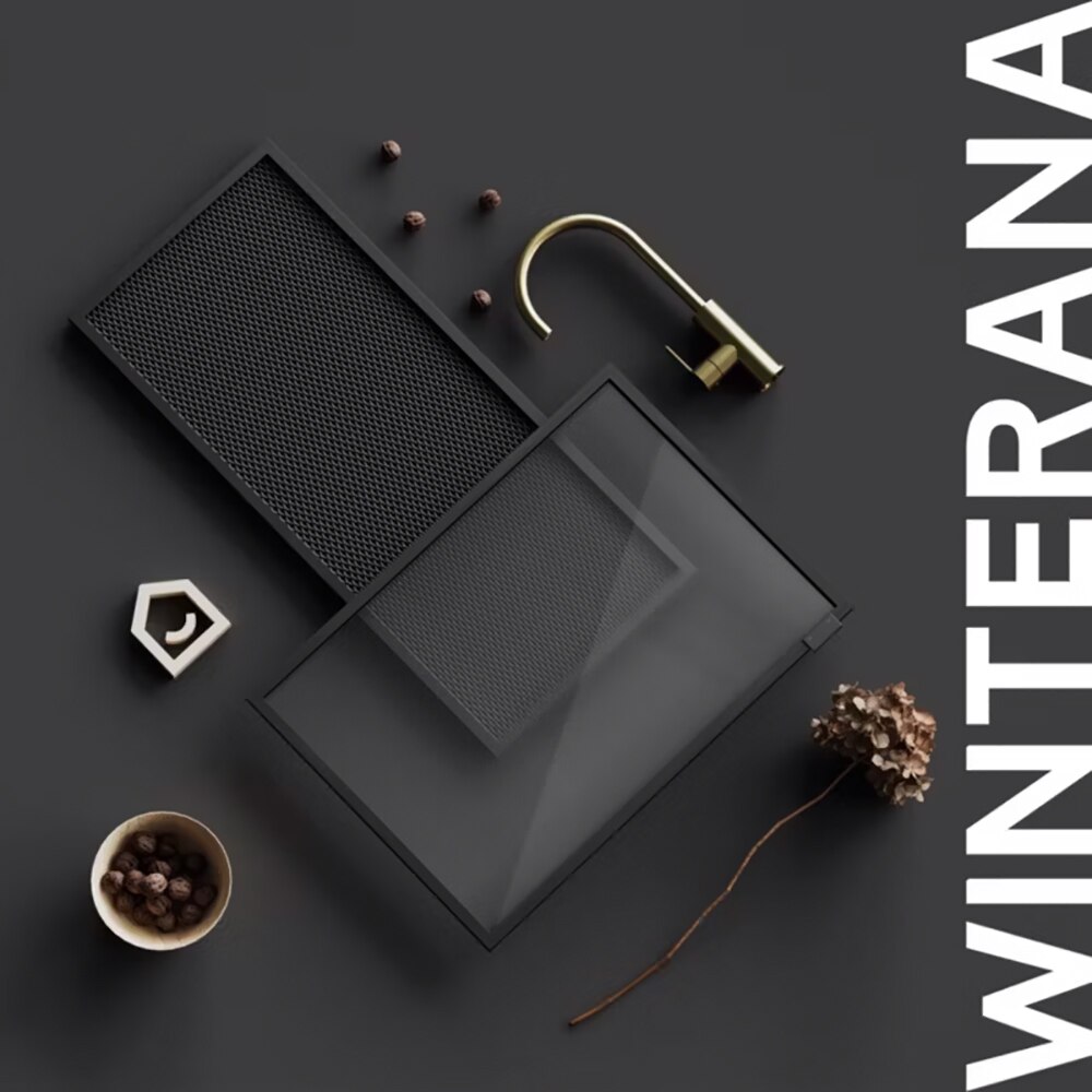 Front usa GOODHOME Winterana, otel mesh, aluminiu, 50 x 89.5 x 2 cm, negru