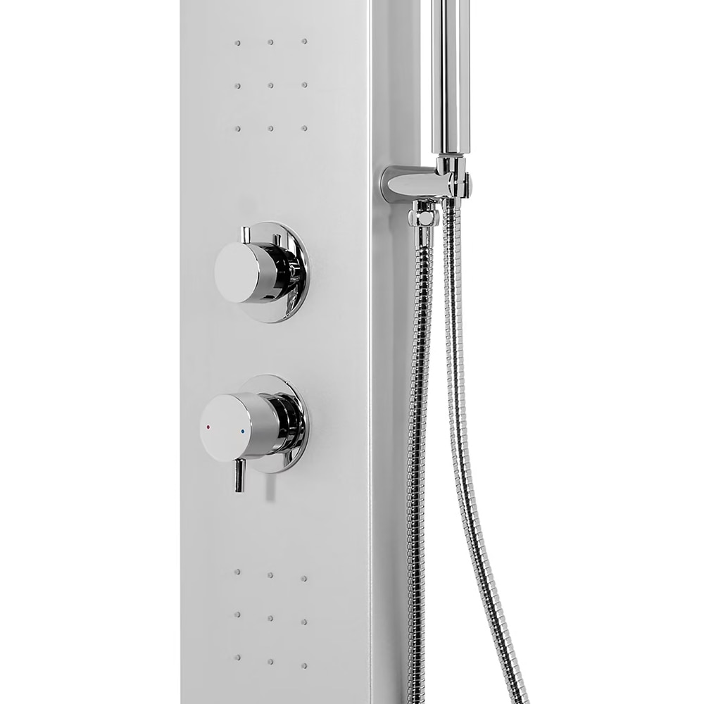 Panel dus GOODHOME Tanvia, hidromasaj, baterie monocomanda, 120 cm, gri