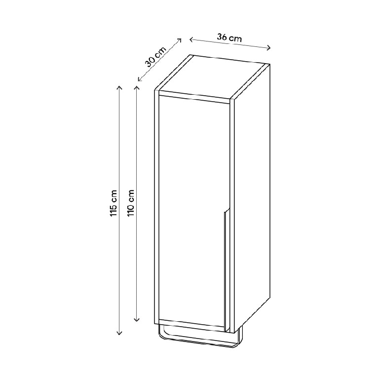 Dulap coloana pentru baie GOODHOME Maza, 30 x 115 x 36 cm, suspendata, PAL SI HDF, maro