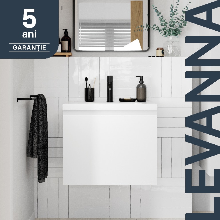 Baza pentru lavoar, suspendata, Alb, 60 x 48 cm  GoodHome LEVANNA