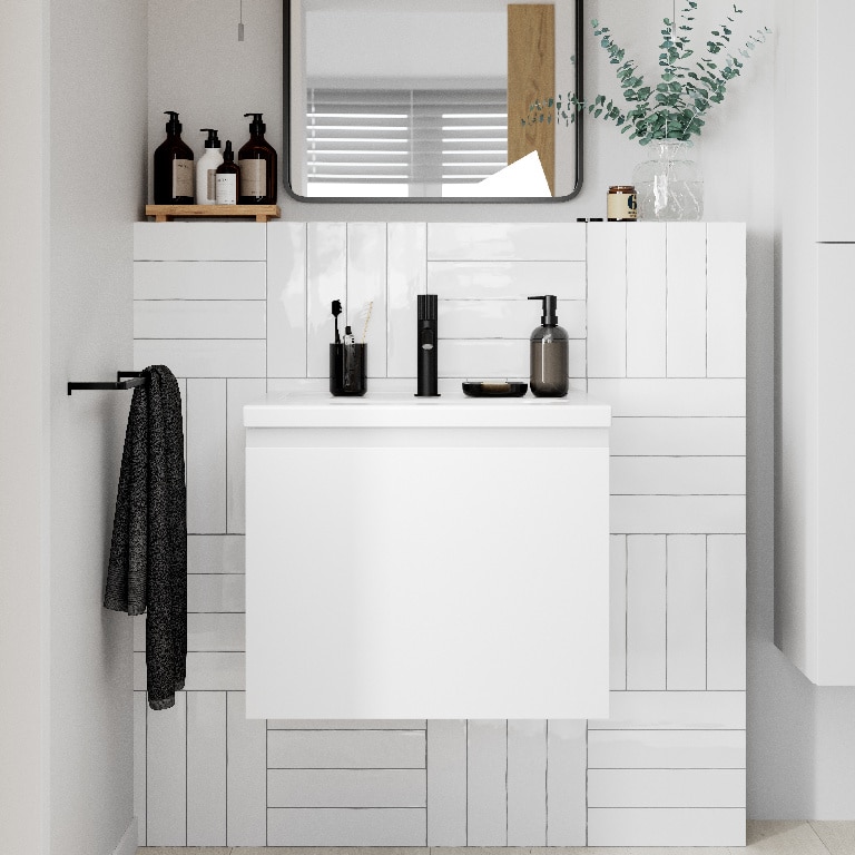 Baza pentru lavoar, suspendata, Alb, 60 x 48 cm  GoodHome LEVANNA