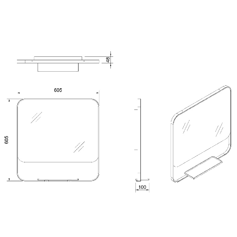 Oglinda baie, neagra mat,  GoodHome Maza