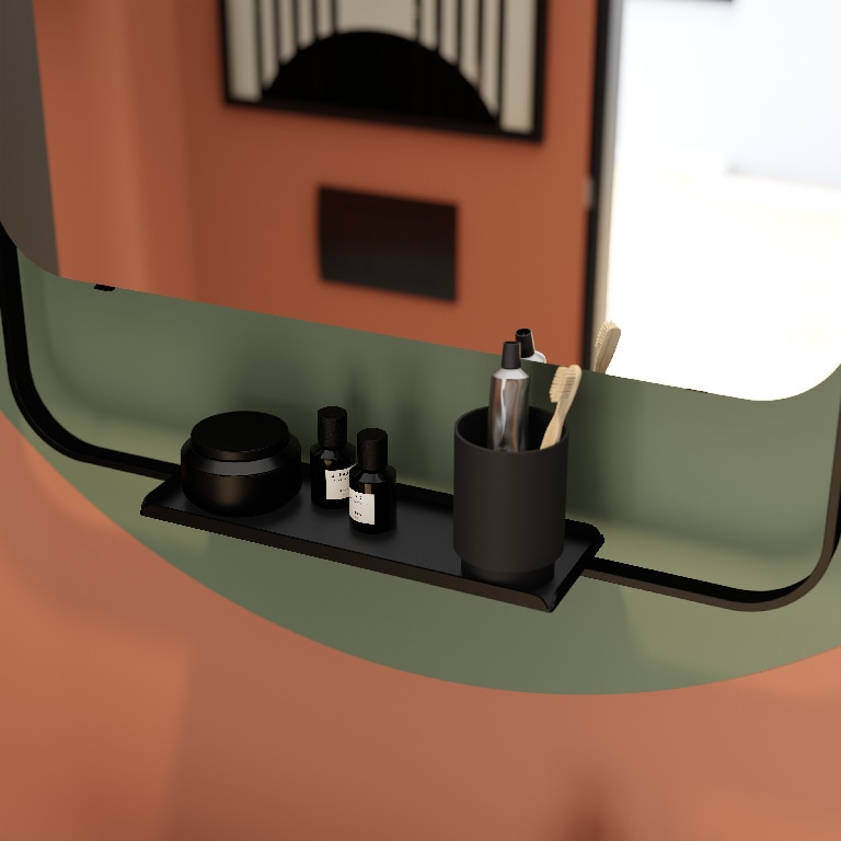 Oglinda baie, neagra mat,  GoodHome Maza