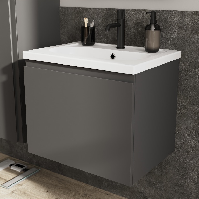 Masca lavoar GoodHome Levanna, suspendata, 60 x 45 x 48 cm, gri