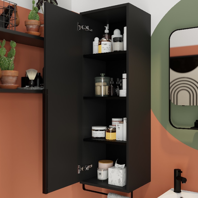 Coloana baie suspendata, negru, 30 x 115 x 36 cm  GoodHome Maza