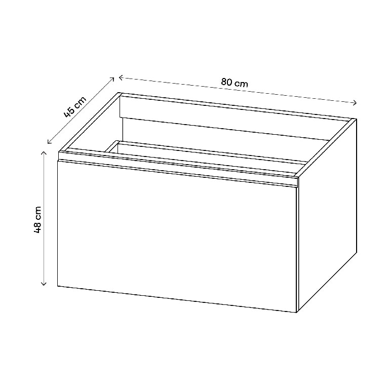 Baza pentru lavoar, suspendata, Gri, 80 x 48 cm  GoodHome LEVANNA