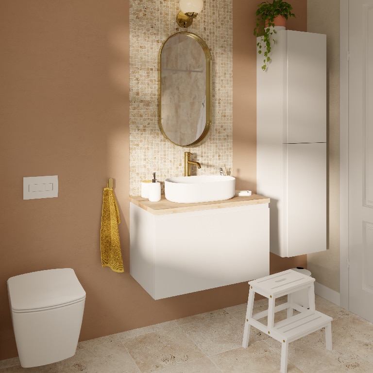 Baza pentru lavoar, suspendata, Alb, 80 x 48 cm  GoodHome LEVANNA