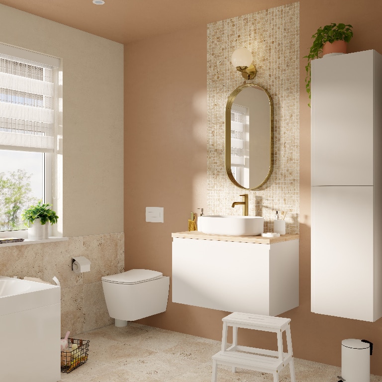 Baza pentru lavoar, suspendata, Alb, 80 x 48 cm  GoodHome LEVANNA