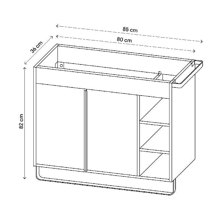 Baza pentru lavoar, suspendata, Natur, 85 x 82 cm  GoodHome MAZA
