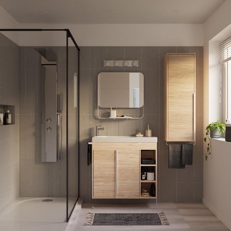 Baza pentru lavoar, suspendata, Natur, 85 x 82 cm  GoodHome MAZA