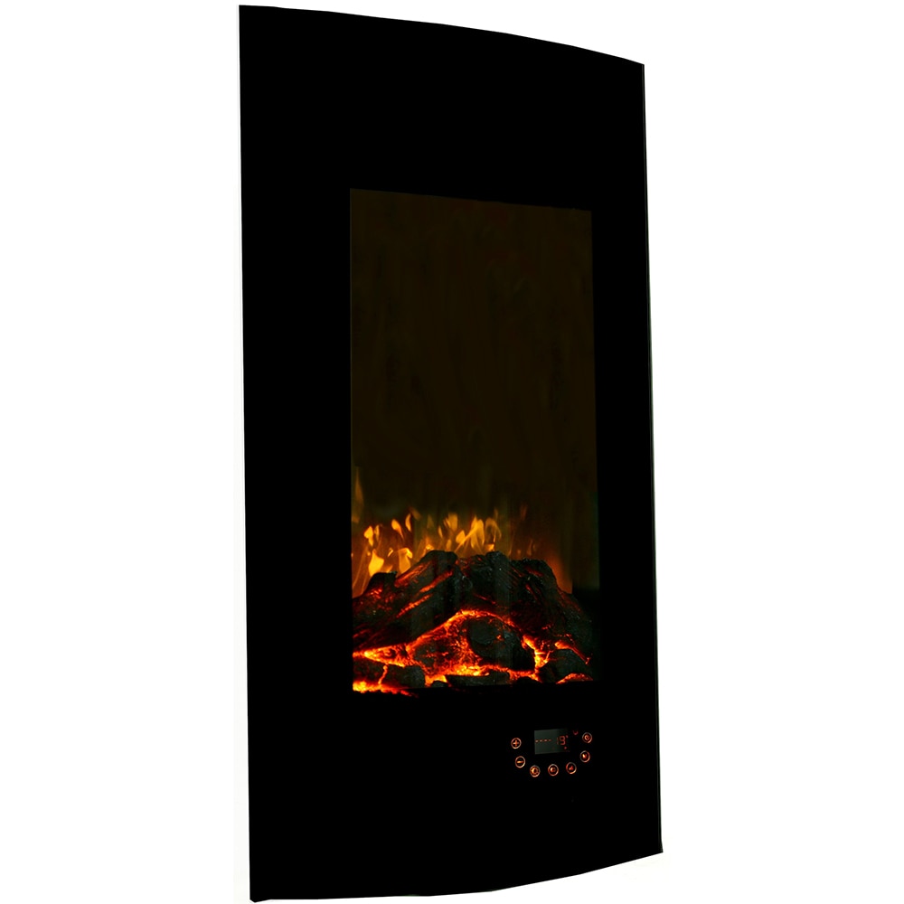 Semineu electric vertical curbat, 1800W, Telecomanda, negru