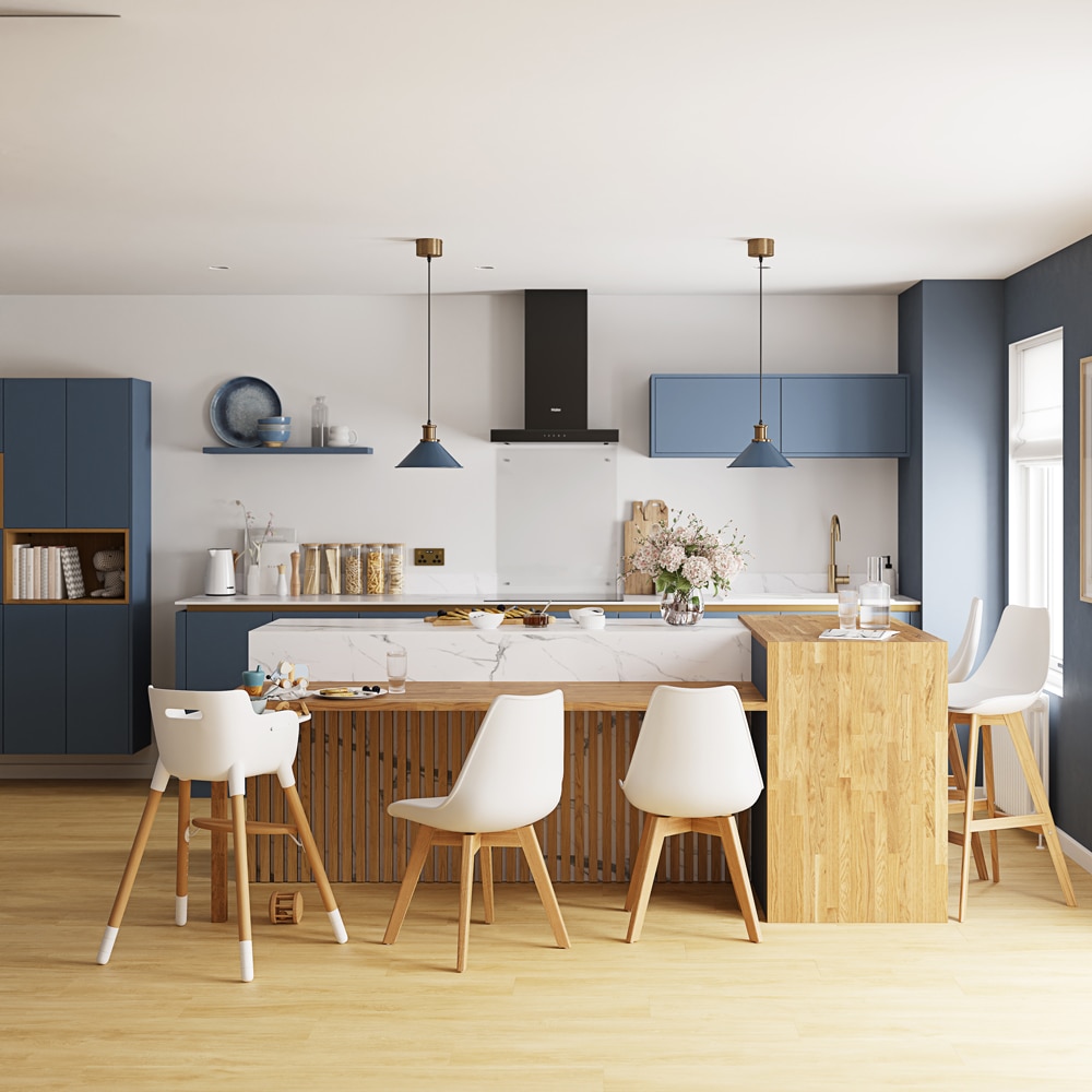 Front usa GOODHOME Alisma, MDF, 30 x 34 x 1.8 cm, albastru mat
