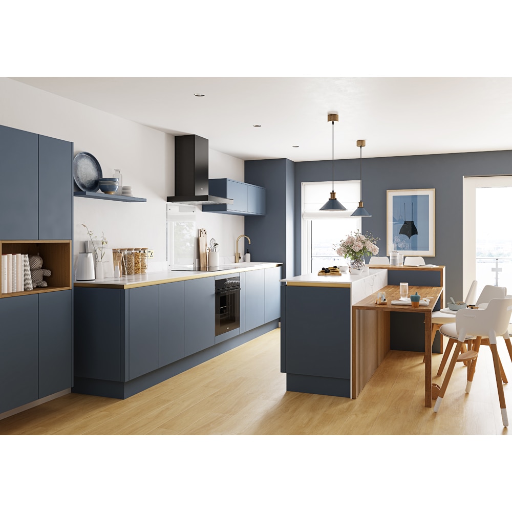 Front usa GOODHOME Alisma, MDF, 30 x 34 x 1.8 cm, albastru mat