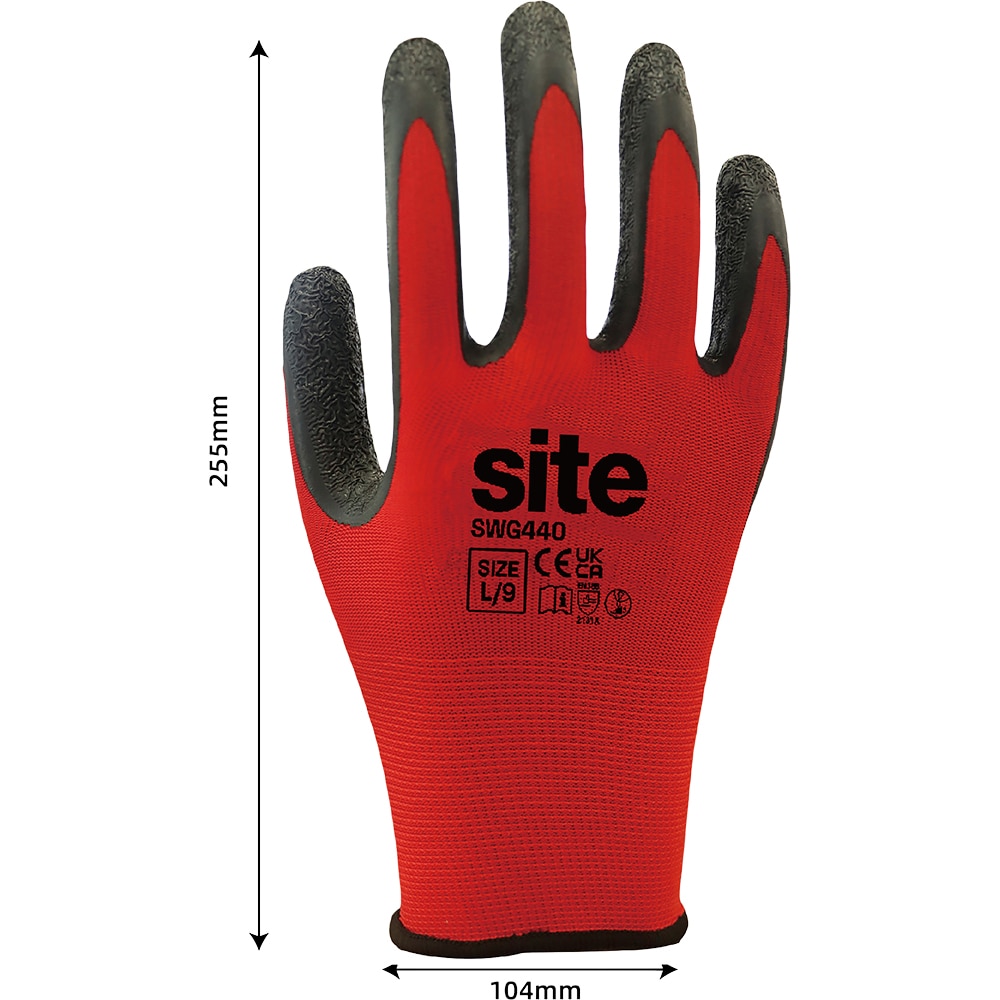 Manusi protectie SITE SWG440-L, latex, rosu-negru, marime L