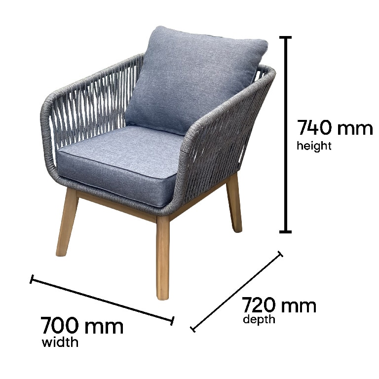 Set mobilier gradina/terasa Vitello, masa + 2 fotolii + canapea, 4 piese, gri-maro