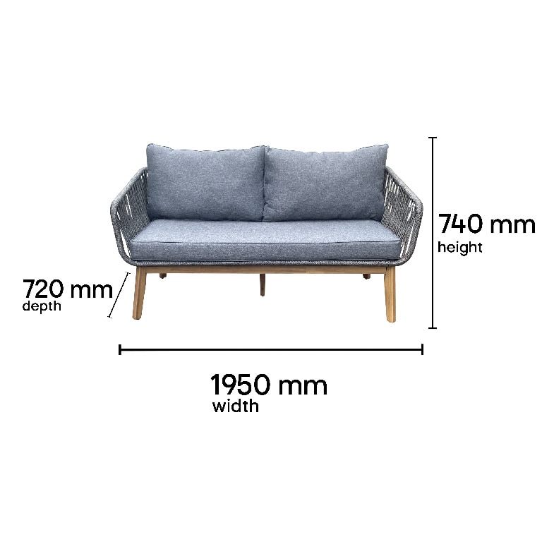 Set mobilier gradina/terasa Vitello, masa + 2 fotolii + canapea, 4 piese, gri-maro
