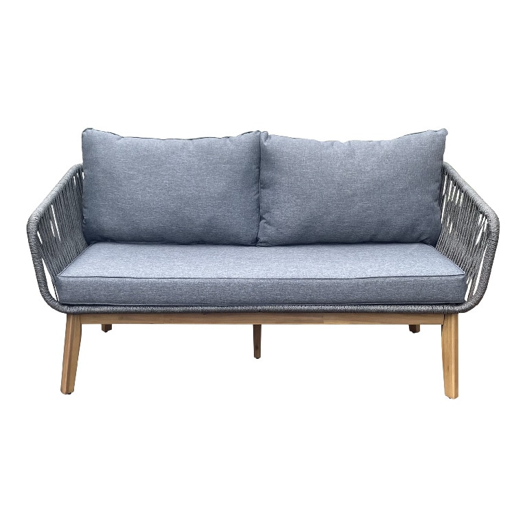 Set mobilier gradina/terasa Vitello, masa + 2 fotolii + canapea, 4 piese, gri-maro