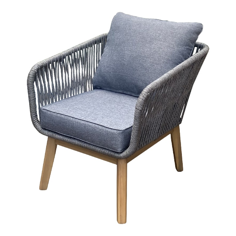 Set mobilier gradina/terasa Vitello, masa + 2 fotolii + canapea, 4 piese, gri-maro