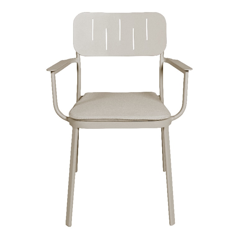 Scaun de gradina Santacruz, bej, metalic, 59.7 x 82.6 x 59.2 cm, perna inclusa