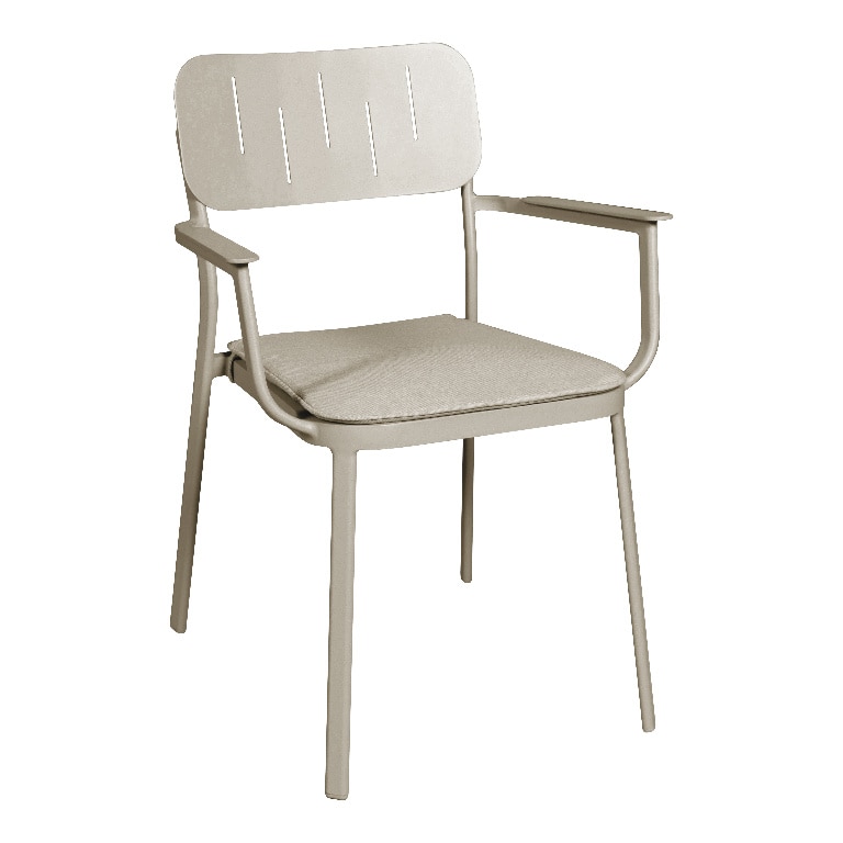 Scaun de gradina Santacruz, bej, metalic, 59.7 x 82.6 x 59.2 cm, perna inclusa