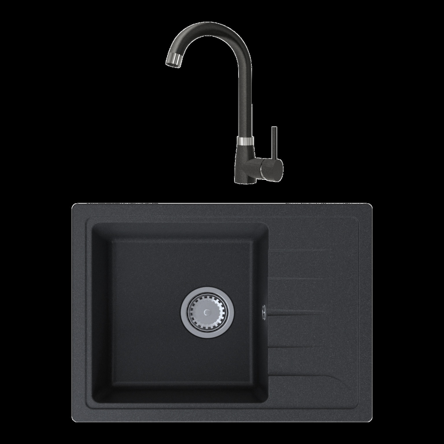 Set chiuveta cu baterie bucatarie, negru, 58 x 44 x 15 cm  Gracia